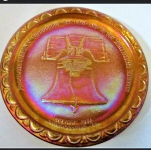 Vintage Depression Glass/ Carnival Glass Liberty Bell Plate (iridescent)